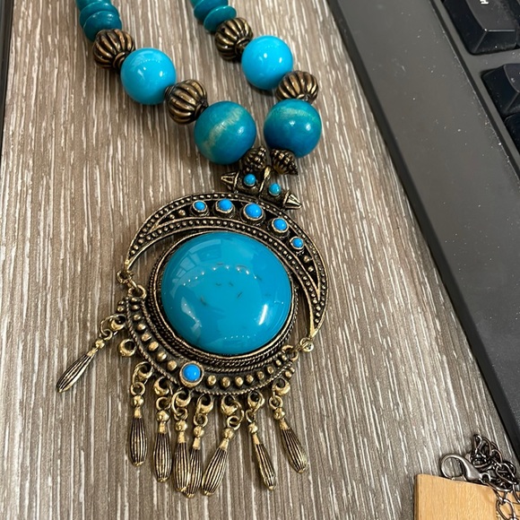 Jewelry - Bohemian large turquoise colored necklace